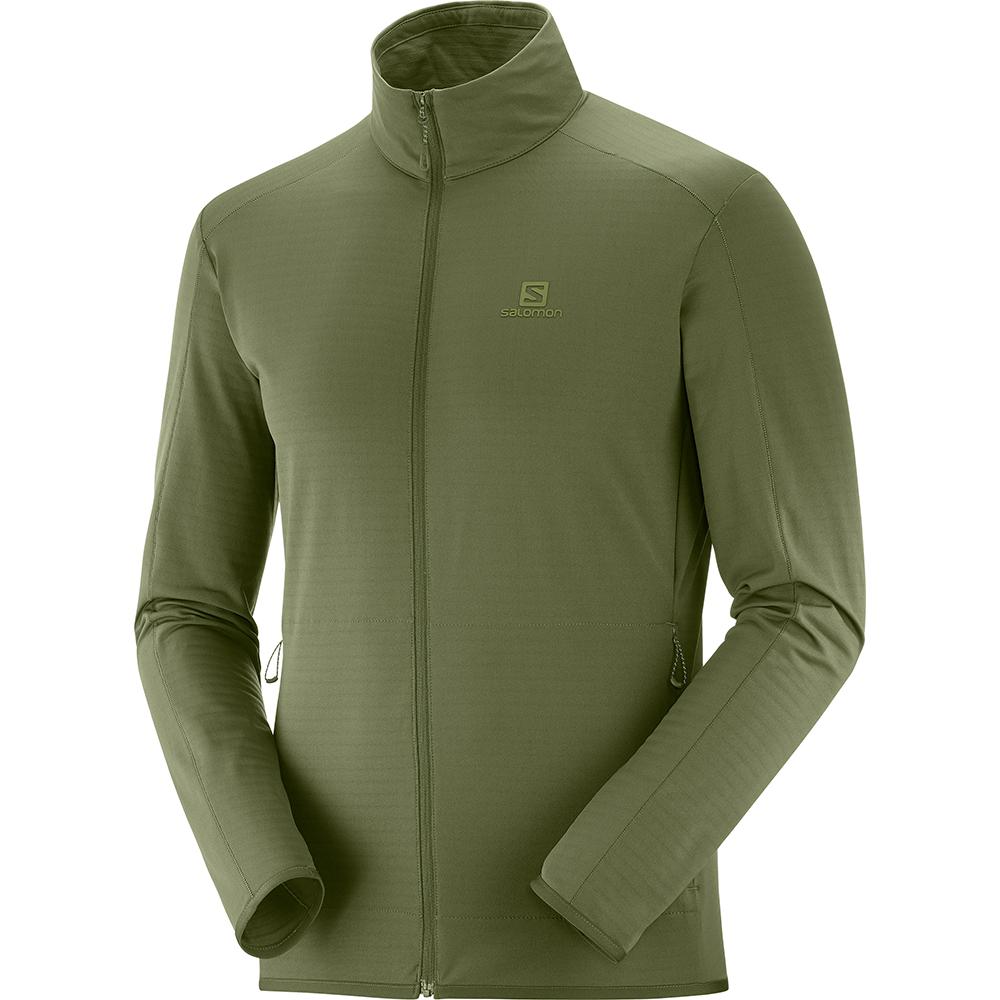 Vestes Imperméables Salomon Homme Vert Olive - Salomon OUTRACK FZ MID M - France (9235-NJTPX)